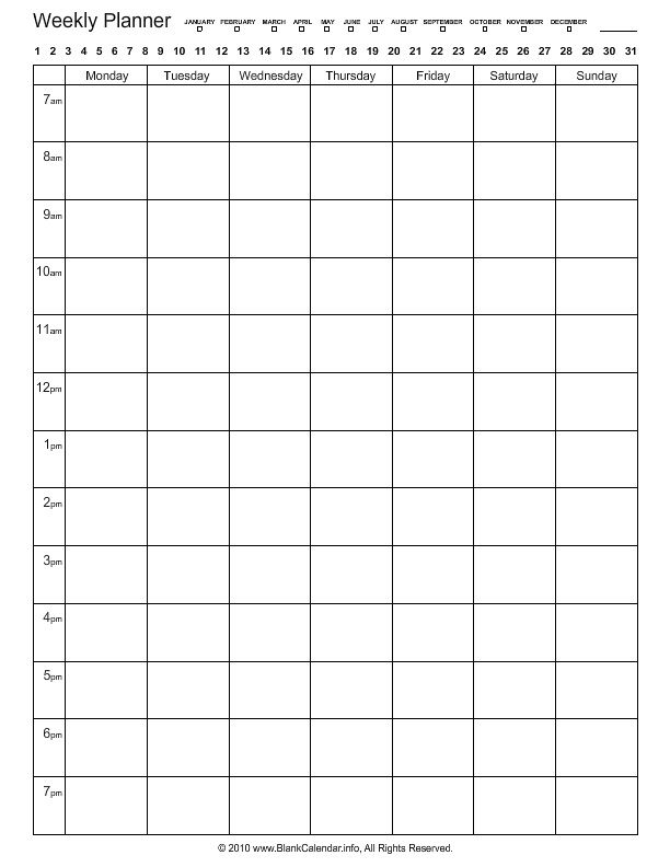 Weekly Planner 7am To 7pm Schedule Weekly Planner Planner Planner