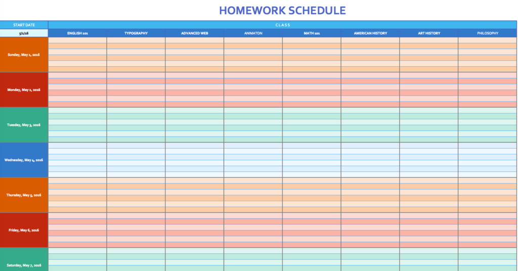 Weekly Schedule Template Excel Task List Templates