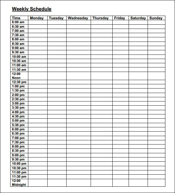 Weekly Schedule Template Pdf Weekly Schedule Daily Schedule