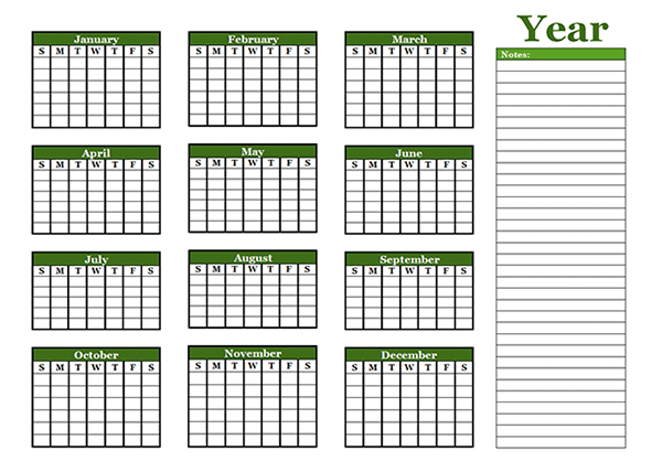 Yearly Blank Calendar With Holidays Free Printable Templates