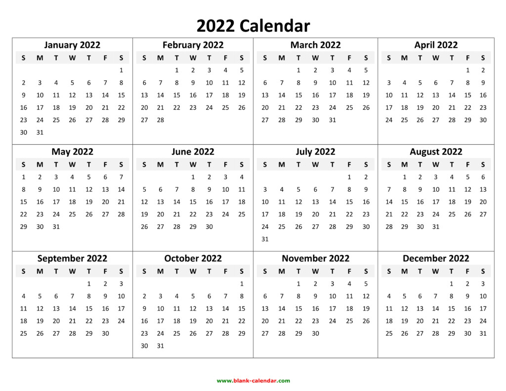 Yearly Calendar 2022 Free Download And Print