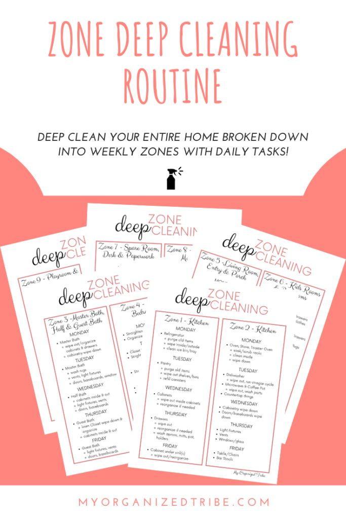 Zone Deep Cleaning Routine Free Printable My Organized Tribe Free