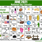 2021 National Food Holidays Printable Calendar Template Printable