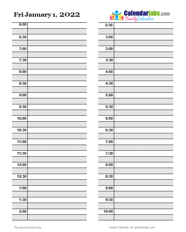 2022 Calendar Daily Printable Blank Calendar