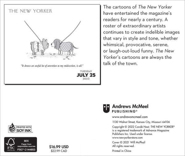2023 Cartoons From The New Yorker 2023 Day to Day Calendar By Conde 