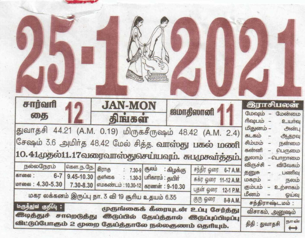 25 01 2021 Daily Calendar Date 25 January Daily Tear Off Calendar 