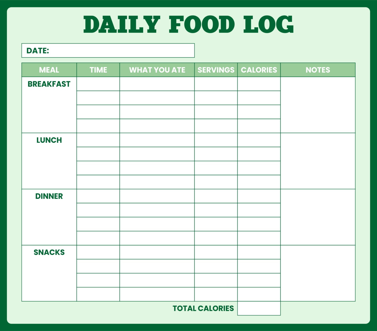 7 Best Free Printable Food Log Sheets Printablee - DailyCalendars.net