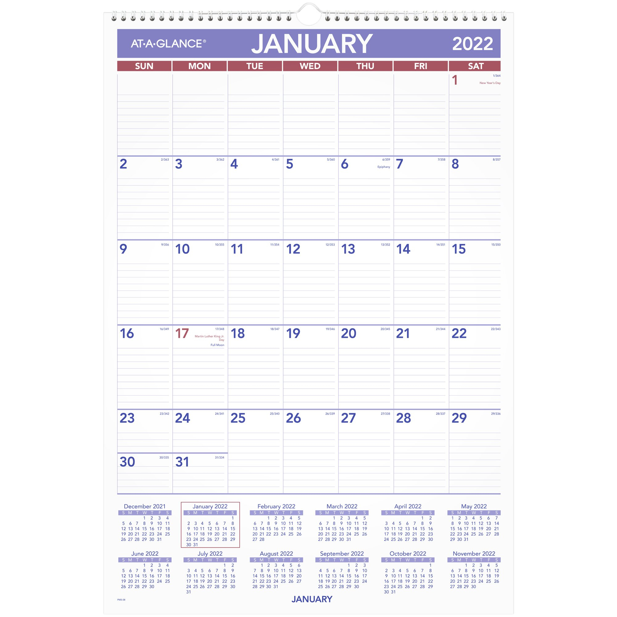 AT A GLANCE Monthly Wall Calendar 15 1 2 X 22 3 4 January 2022 To