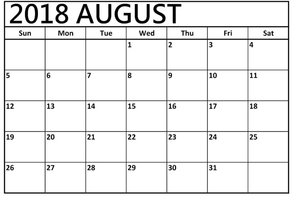 August 2018 Calendar Calendar Printables Printable Calendar Template 