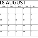 August 2018 Calendar Calendar Printables Printable Calendar Template