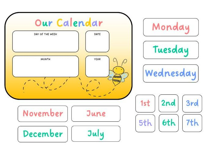 Bee Themed Daily Calendar Teaching Resources