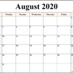Big Daily 2020 Printable August Calandars Example Calendar Printable