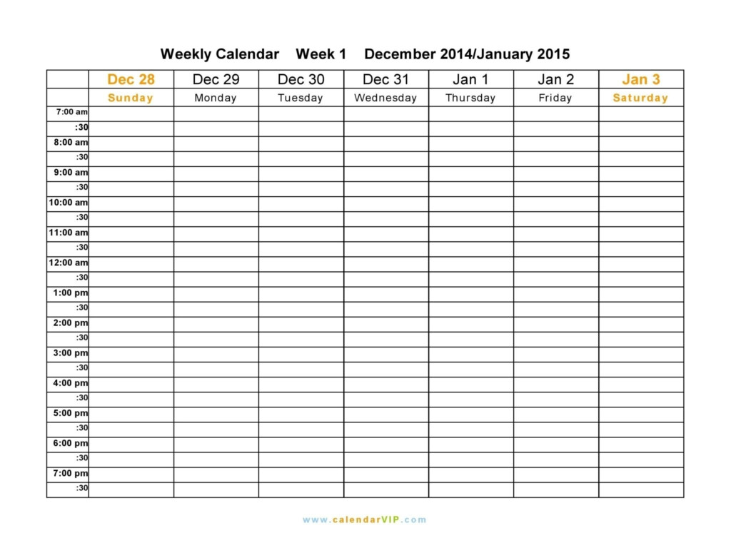 Blank Weekly Am pm Schedule Template Weekly Calendar Template Blank 