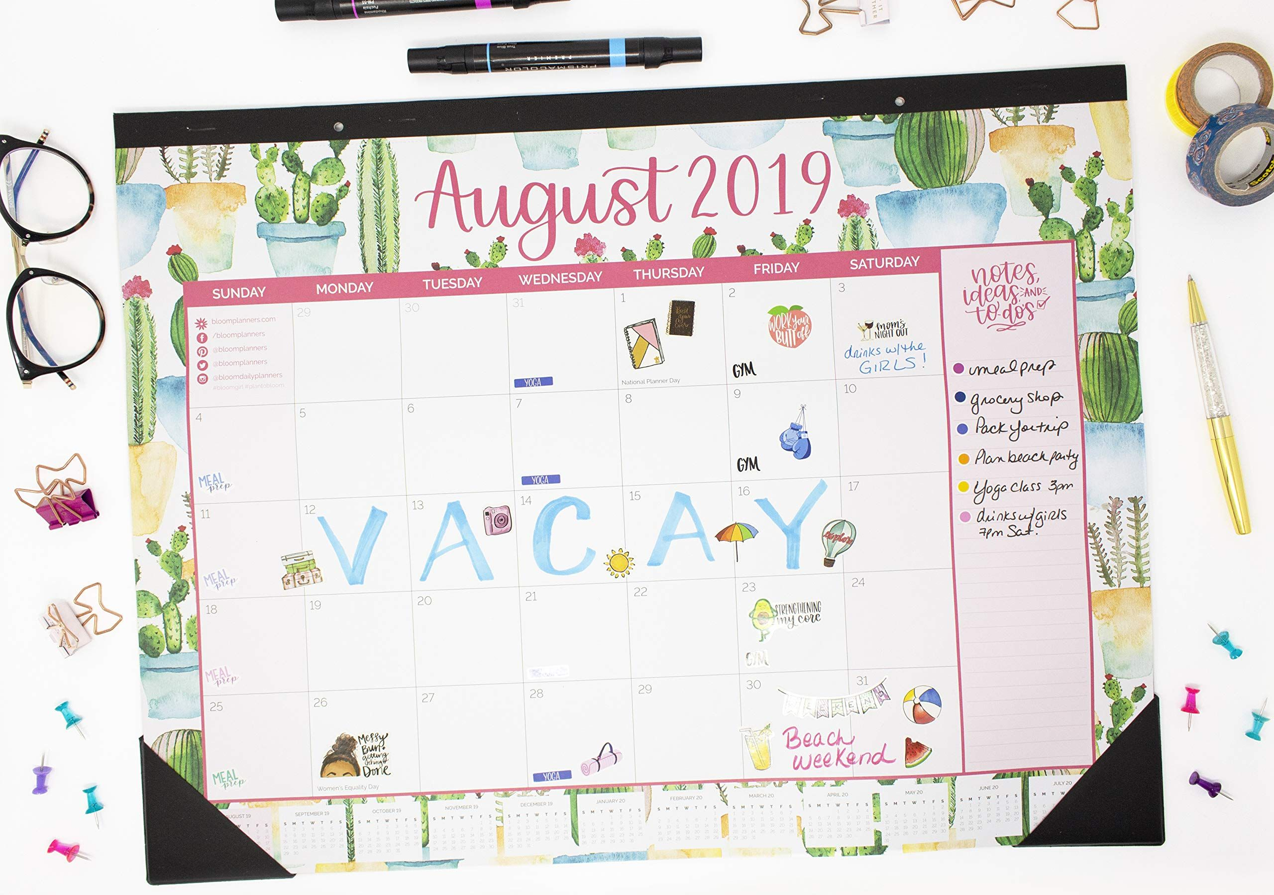 Bloom Daily Planners 20192020 Academic Year Desk Wall Calendar August