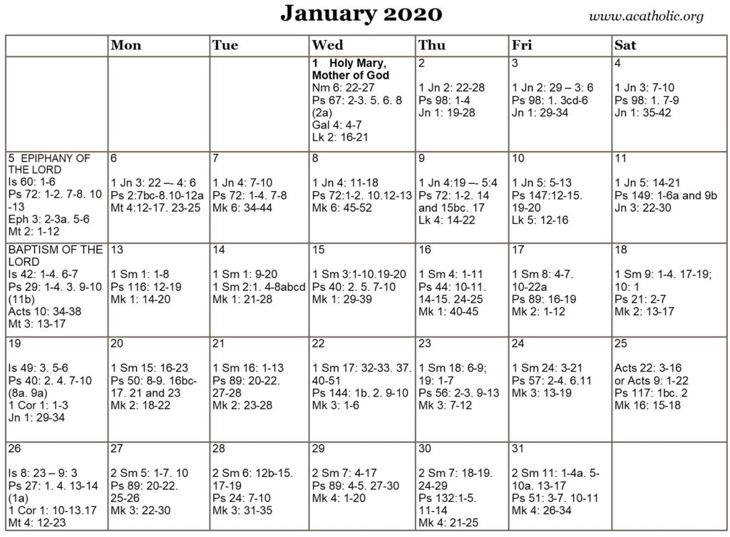 Catholic Daily Calendar 2023