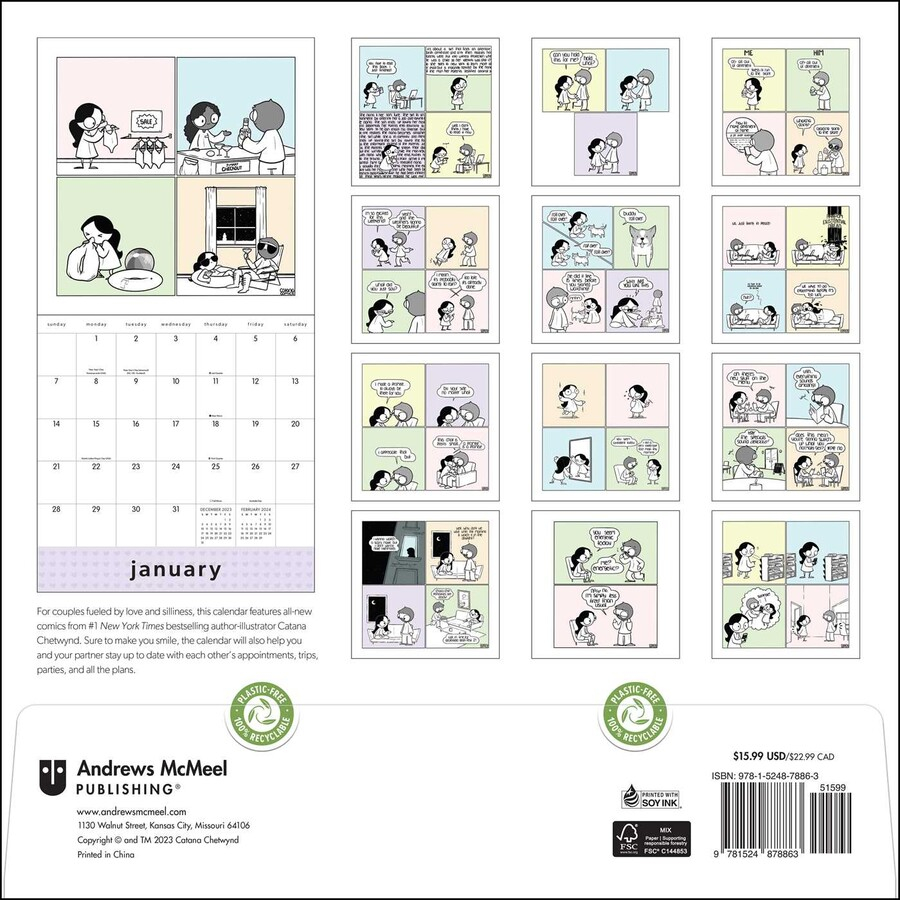 Catana Comics Little Moments Of Love 2024 Wall Calendar Book Summary 