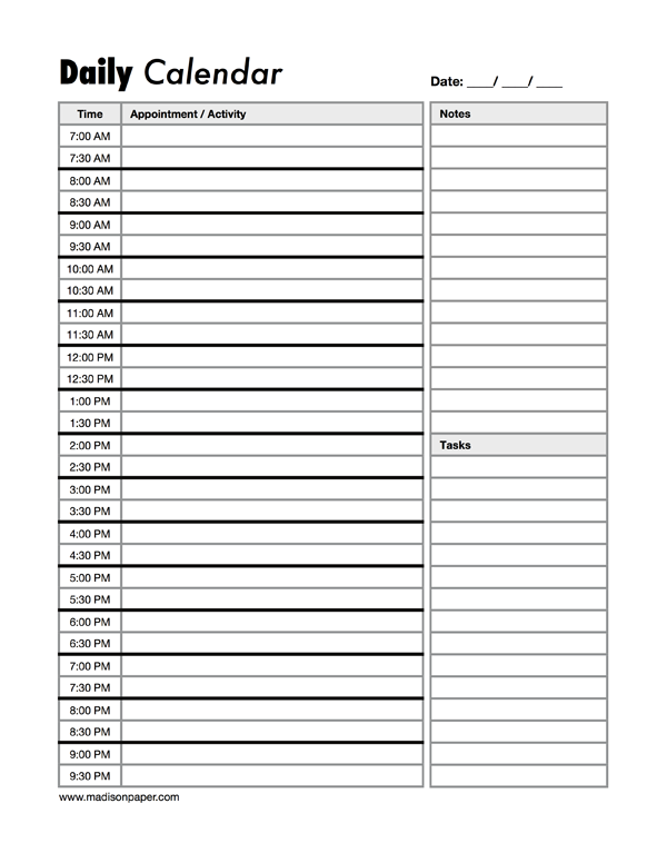 Daily Calendar Templates To Plan Your Day Calendar Tricks