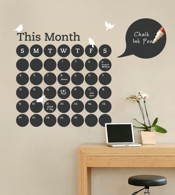 Daily Dot Chalkboard Wall Calendar Vinyl Wall Decal