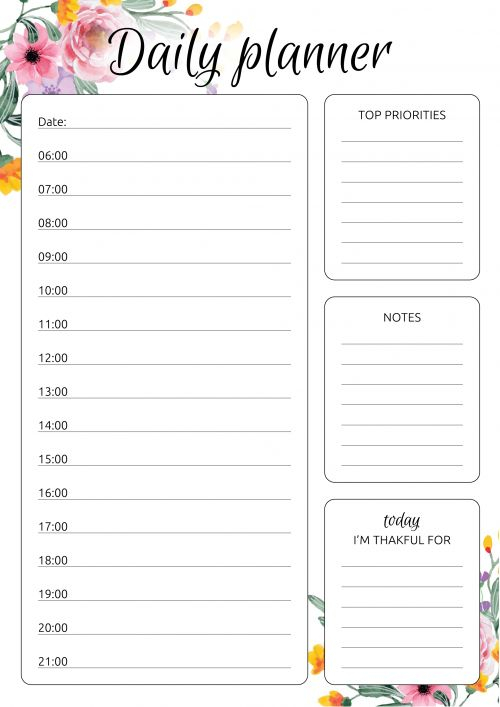 Daily Planner Templates Printable Download Free PDF Free Daily 