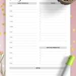 Daily Planner With Hourly Schedule Downloadable PDF Template Daily