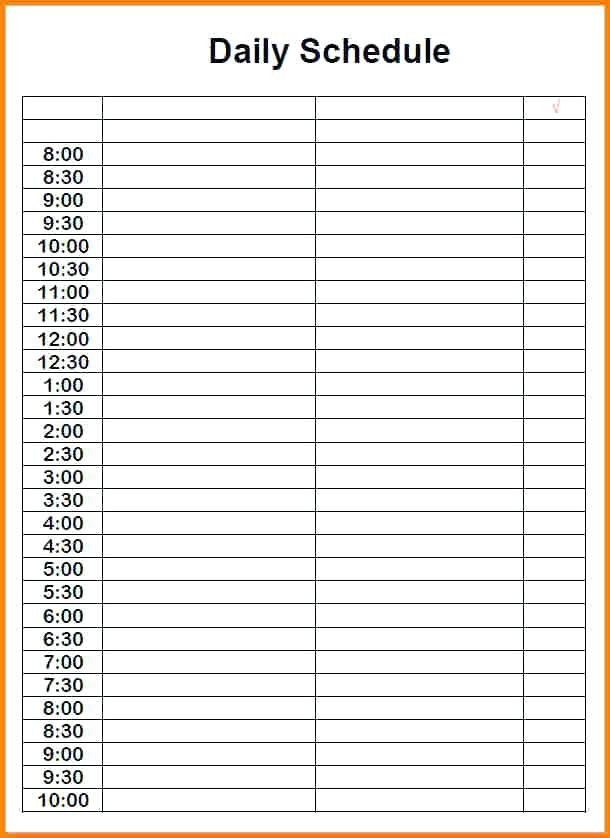 Daily Schedule Sheets Printable Summafinance