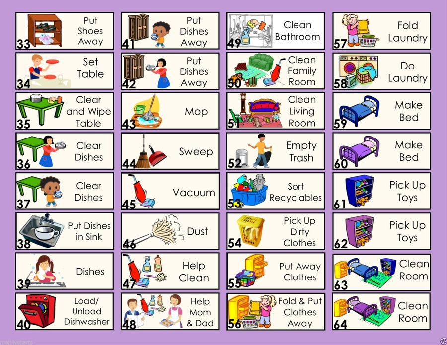 Daily Tasks Hand Drawn Clipart Toddler Chores Organizer Clipart Chore