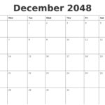 December 2048 Printable Daily Calendar