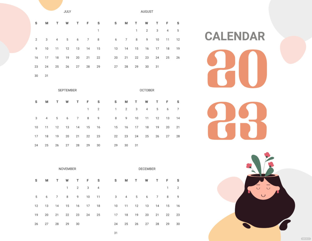 Free Free Pretty Year 2023 Calendar Illustrator Word PSD Template