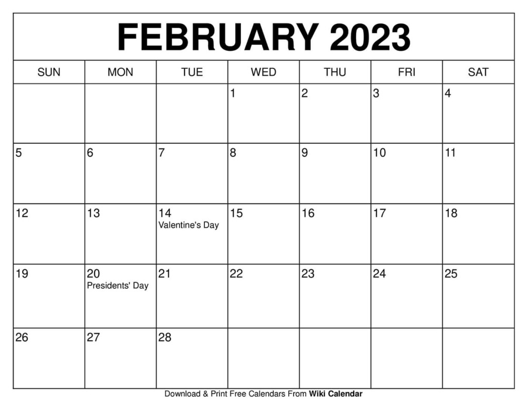 Free Printable February 2023 Calendars Wiki Calendar