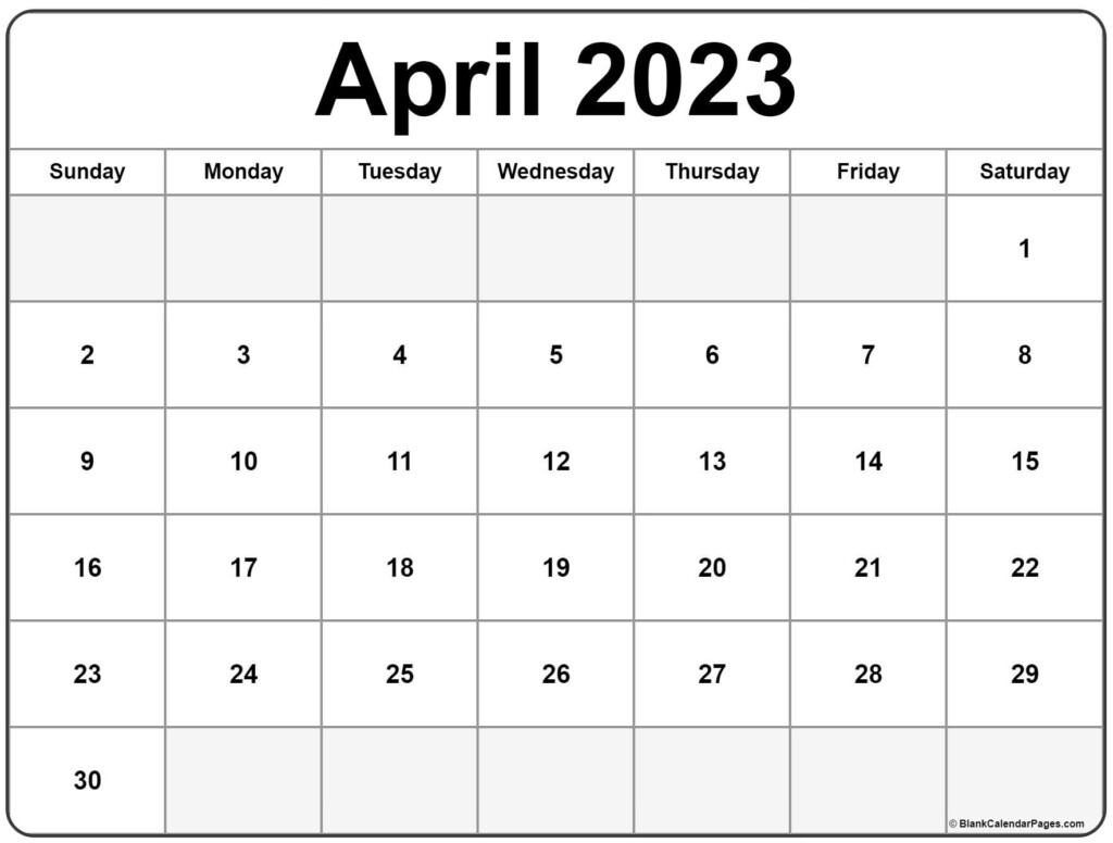 April 2023 Calendar Daily