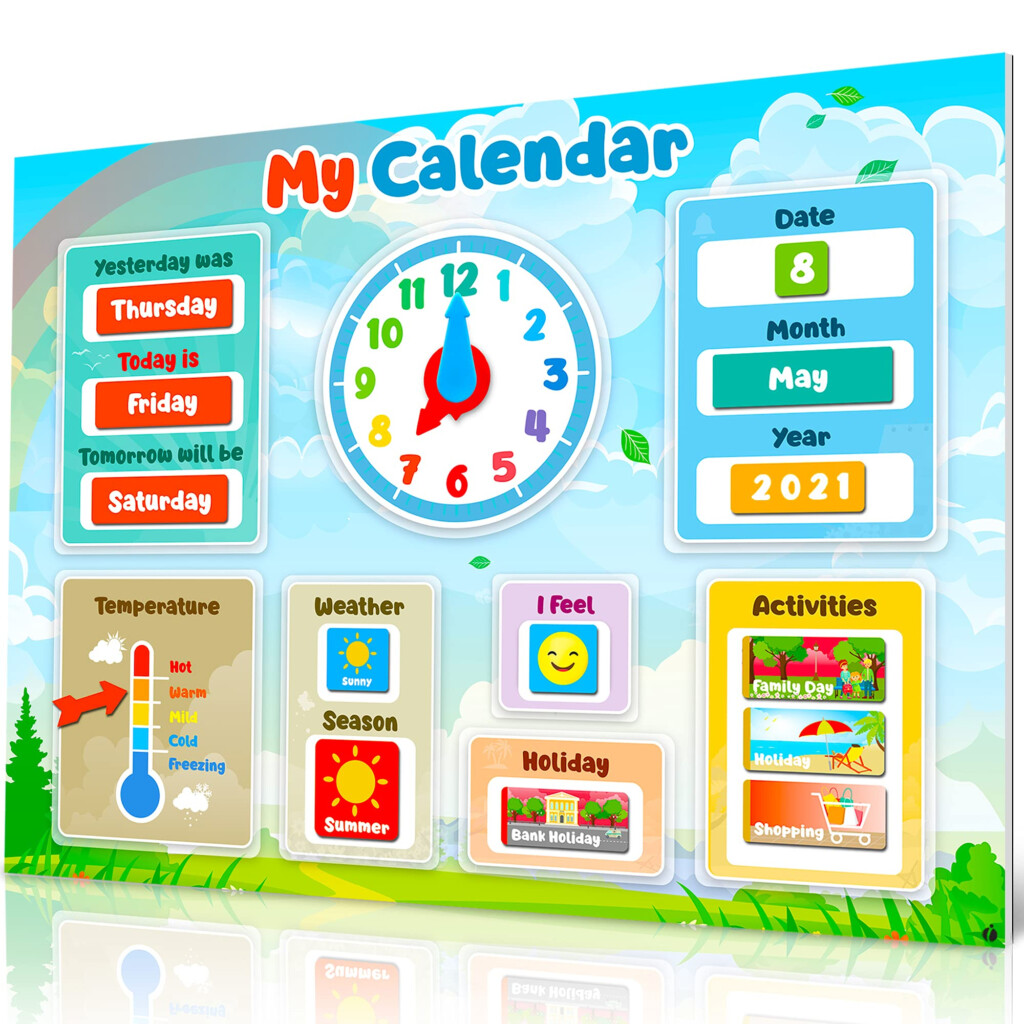 Inamio Magnetic Kids Calendar For Learning Preschool Calendar With 