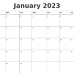 January 2023 Make Calendar