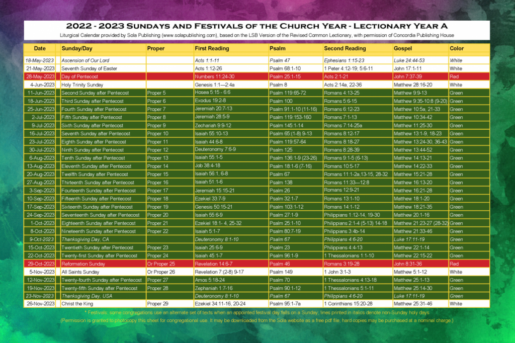 Liturgical Calendar 2023 Lcms Get Calendar 2023 Update