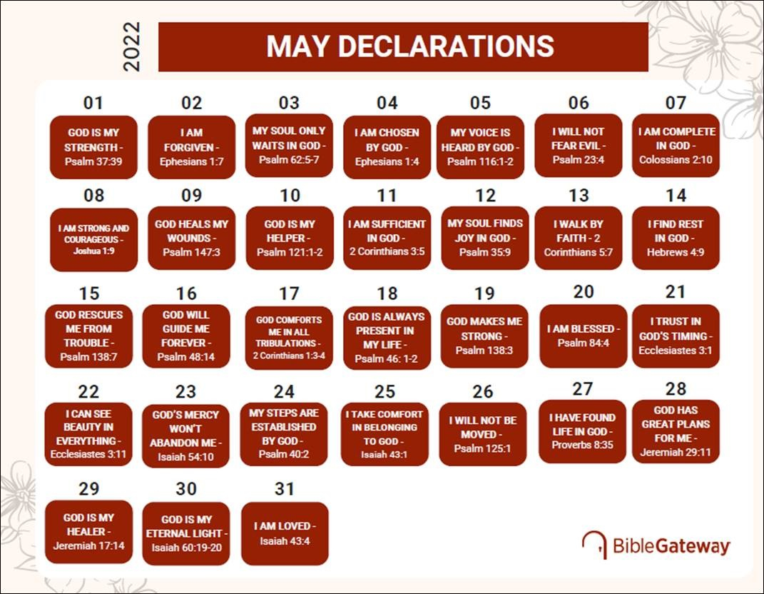May Is Bible Declarations Month On Bible Gateway Download This Free 31