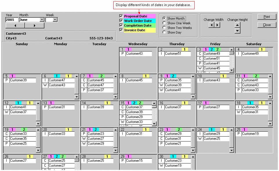 Microsoft Access Calendar Tool Schedule By Month Week Day