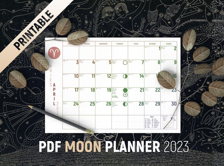 Moon Phases 2023 PDF Lunar Calendar Printable PDF Planner Etsy In 