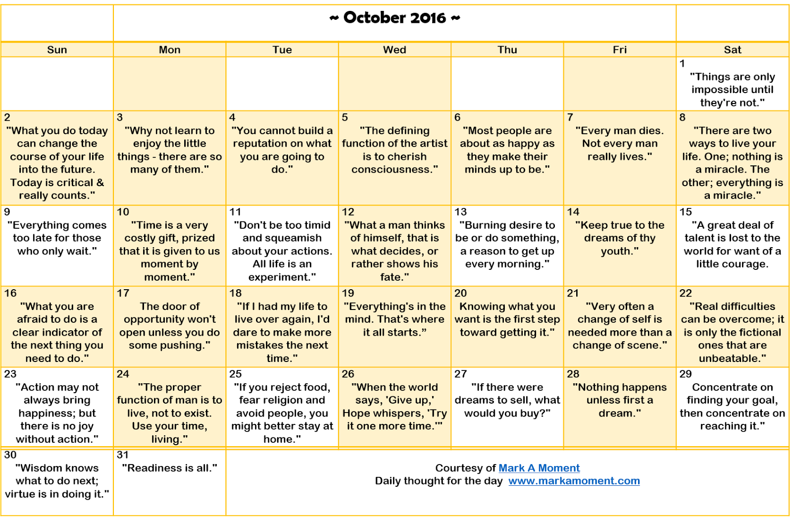 Motivational Quotes Calendar Monthly Inspirational Quotes Calendar