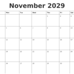 November 2029 Free Calender