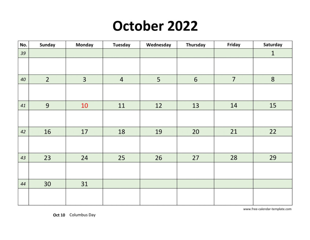 October 2022 Free Calendar Tempplate Free calendar template