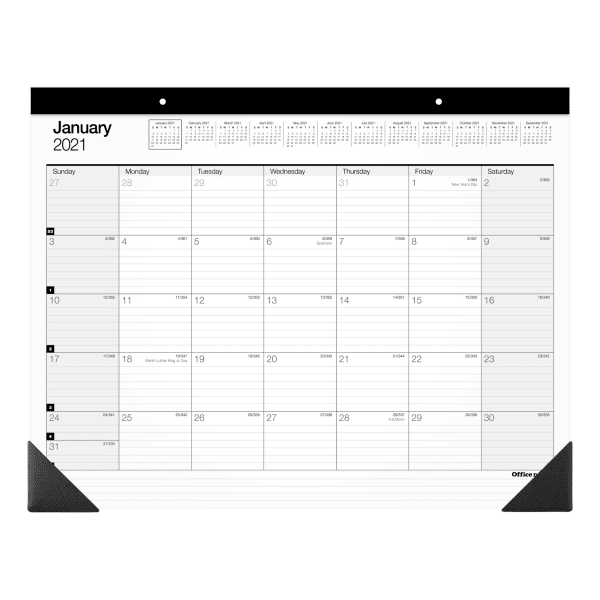 Office Depot Brand Monthly Desk Pad Calendar 22 X 17 White 