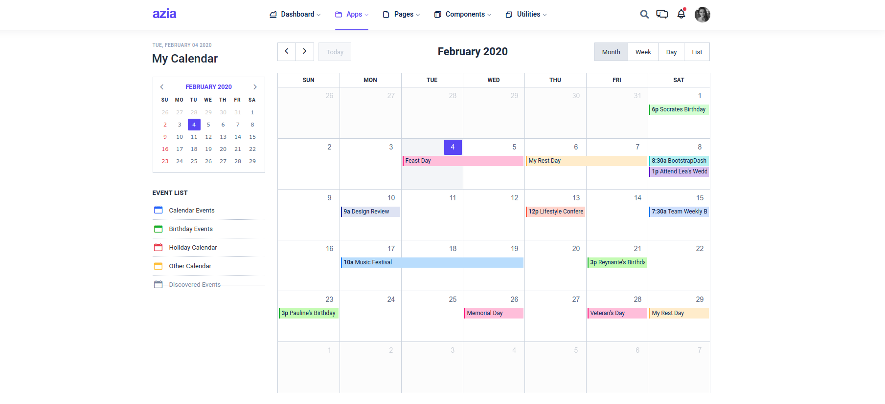 Premium Bootstrap Admin Templates With Calendar