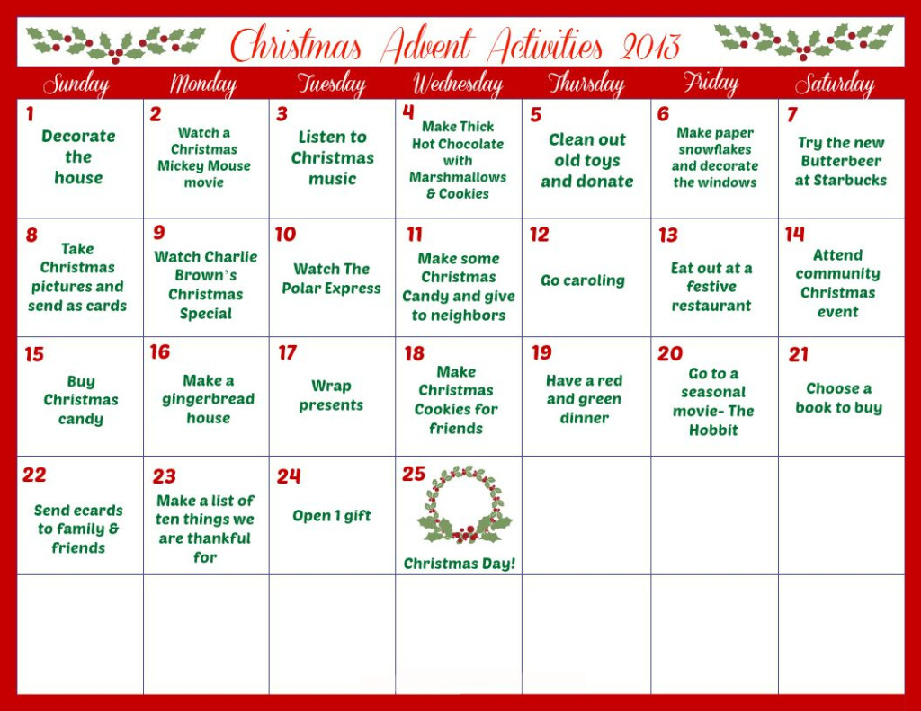 Print Out This Advent Calendar Daily Activities And Enjoy The Season 