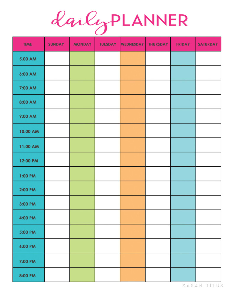 Printable Daily Calendar With Time Slots