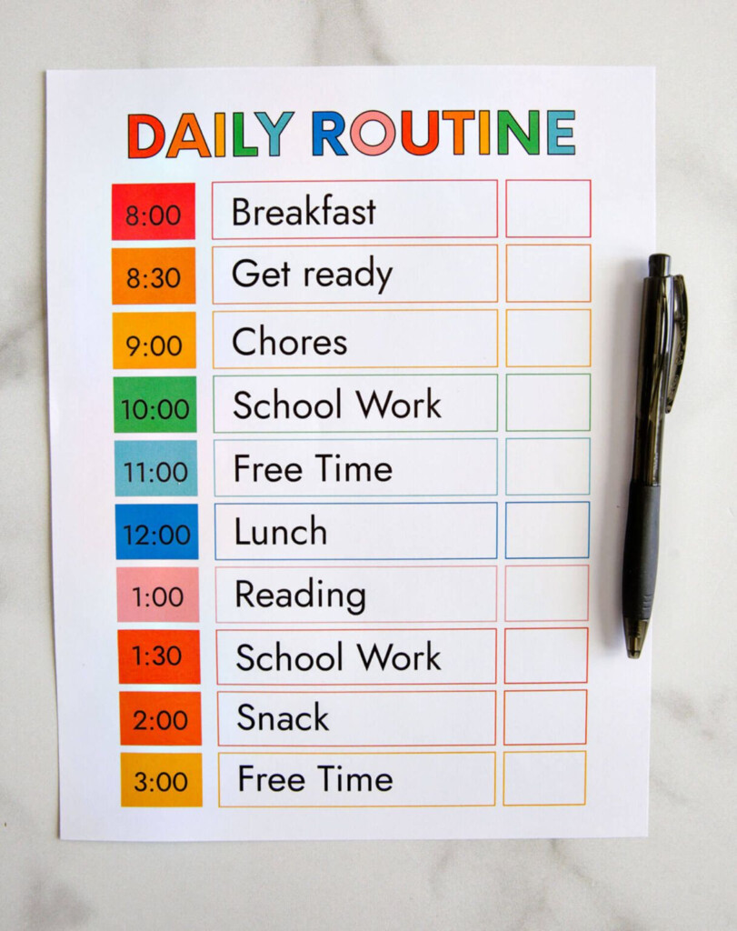 PRINTABLE DAILY ROUTINE Daily Schedule Template Daily Schedule Kids 