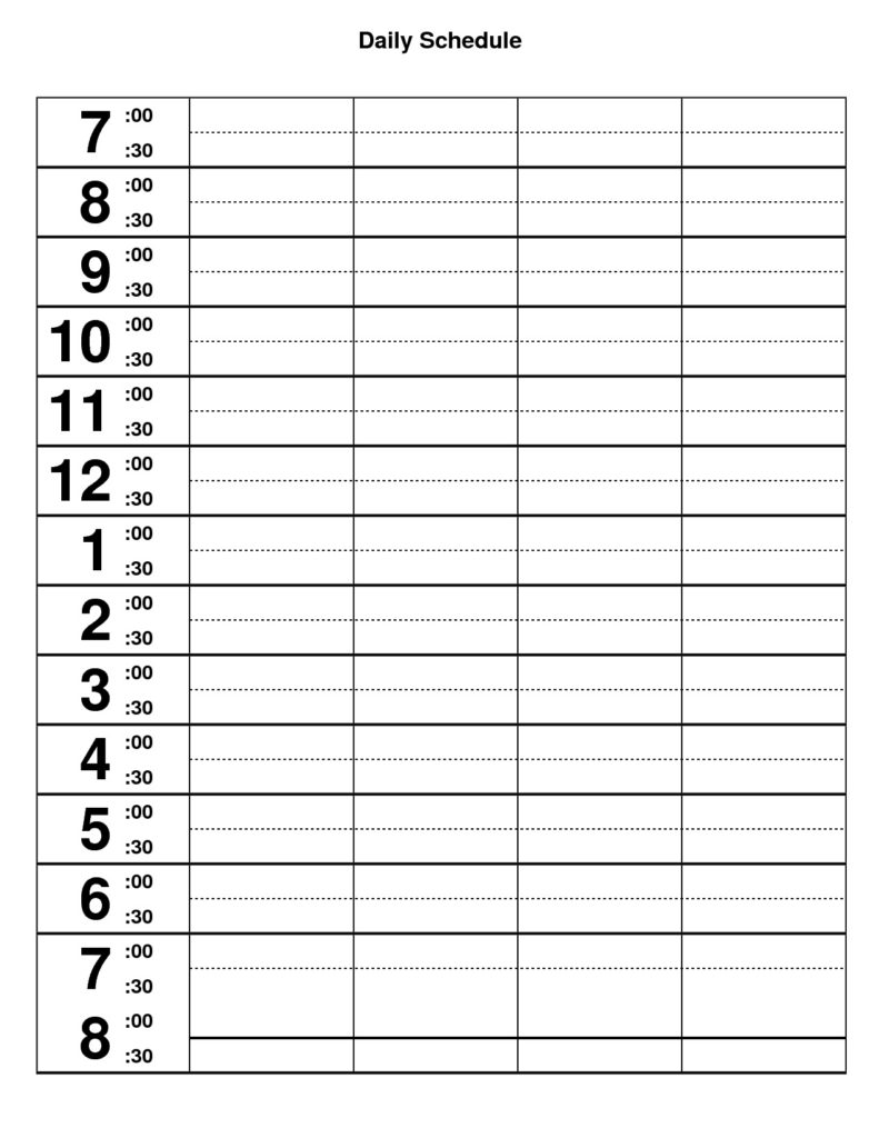 Printable Daily Schedule In 15 Minute Blocks Ten Free Printable 