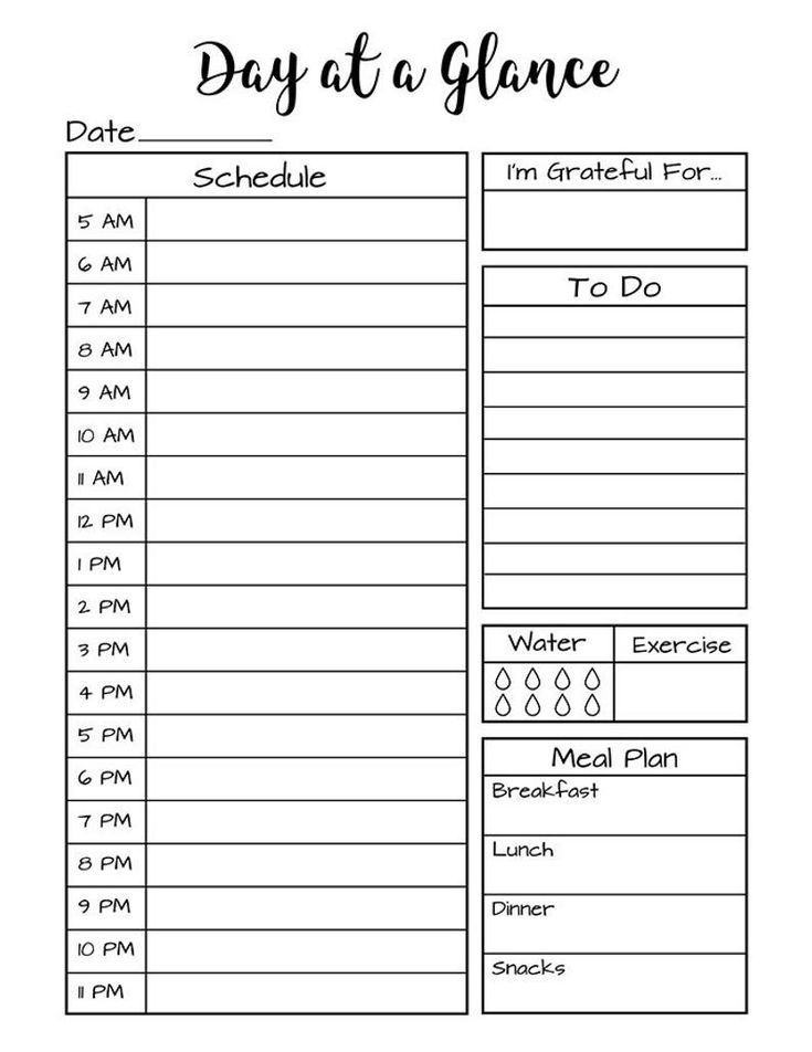 Printable Month At A Glance Printable Day At A Glance Bullet Journal