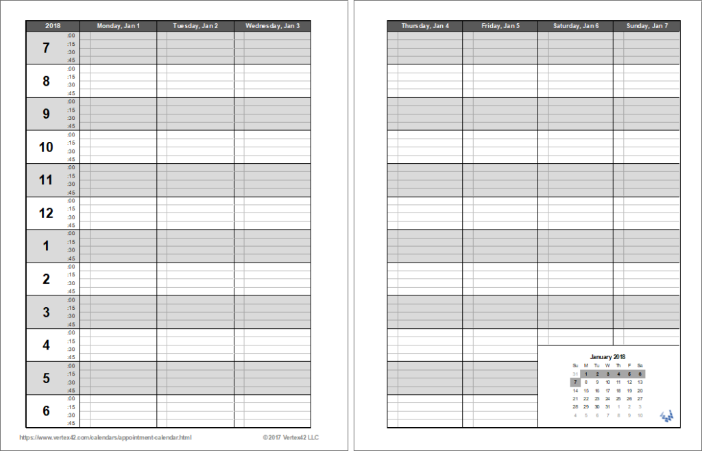 Printable Weekly Appointment Template
