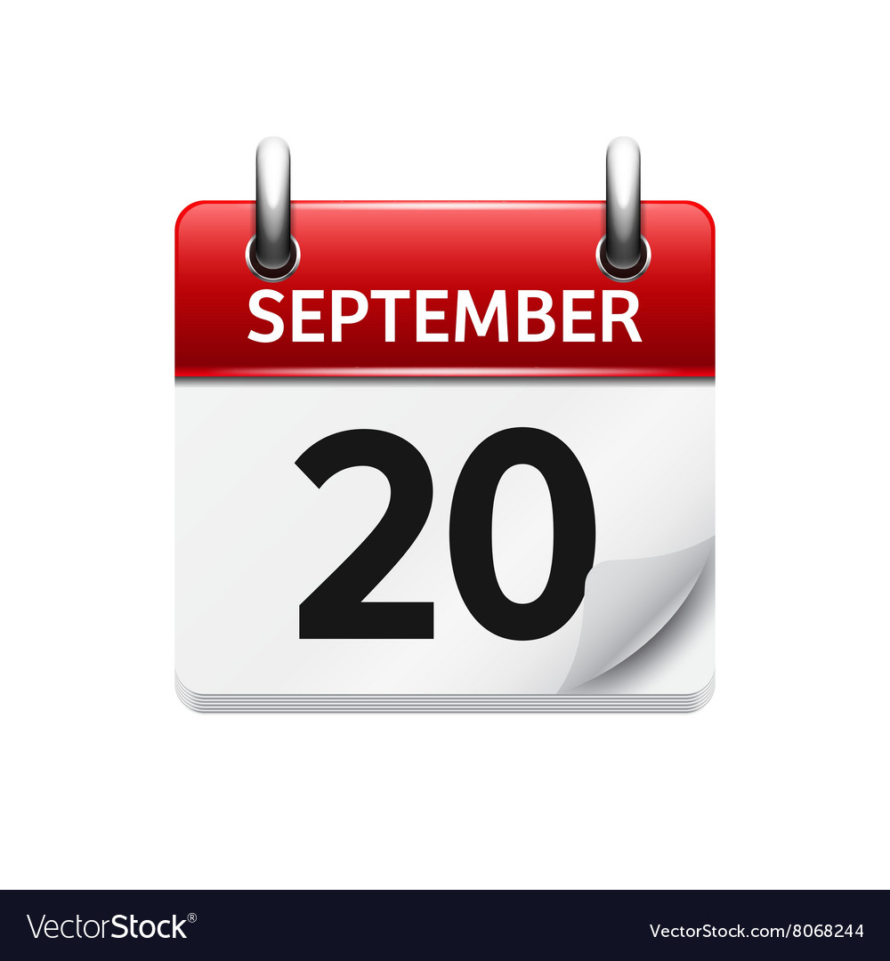 September 20 Flat Daily Calendar Icon Royalty Free Vector