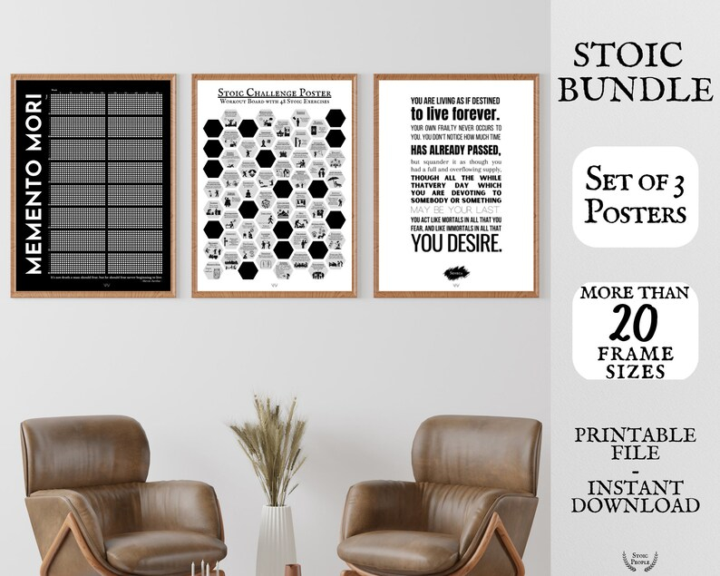 Stoicism Prints Memento Mori Calendar Daily Stoic Exercises Etsy