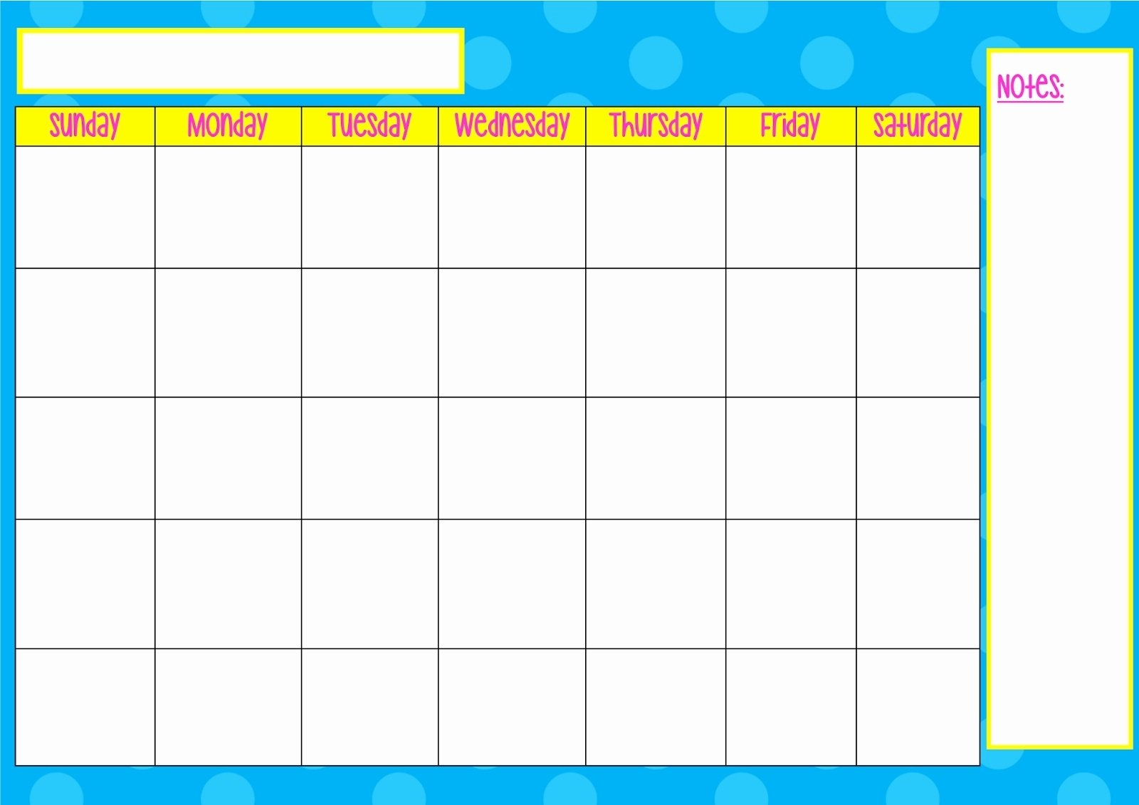 Sunday Through Saturday Calendar Free Calendar Template